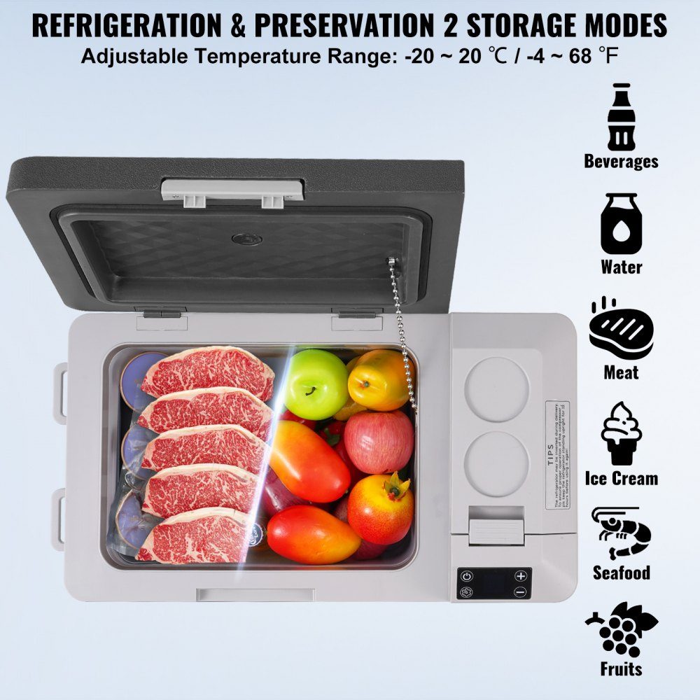 Portable Car Fridge, 12V Car Fridge, 25L Portable Single Zone Freezer, Adjustable Temperature, Compressor Cooler for Home, Outdoor, Camping, RV, Car