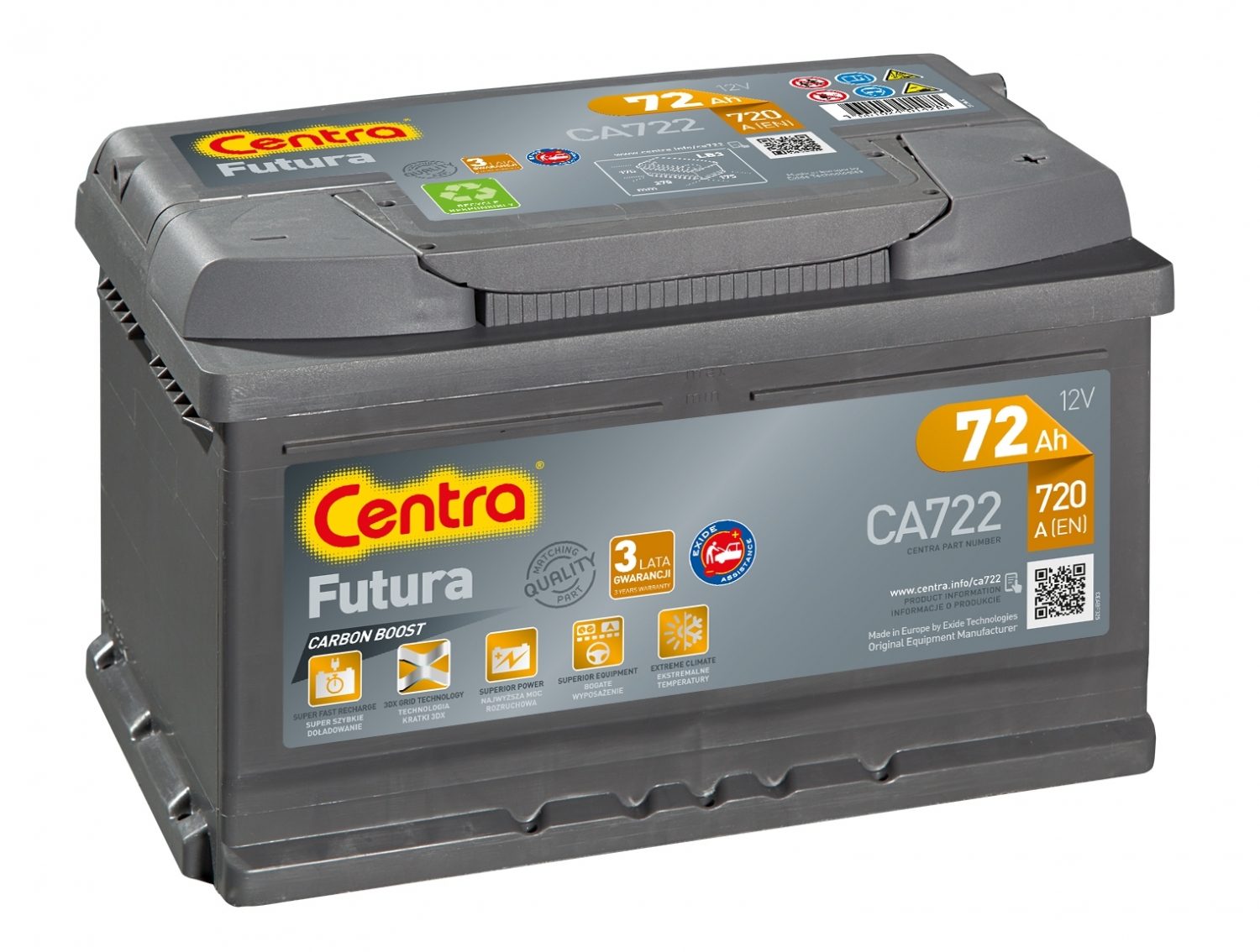 Centra Futura Ca722 72ah 720a P+