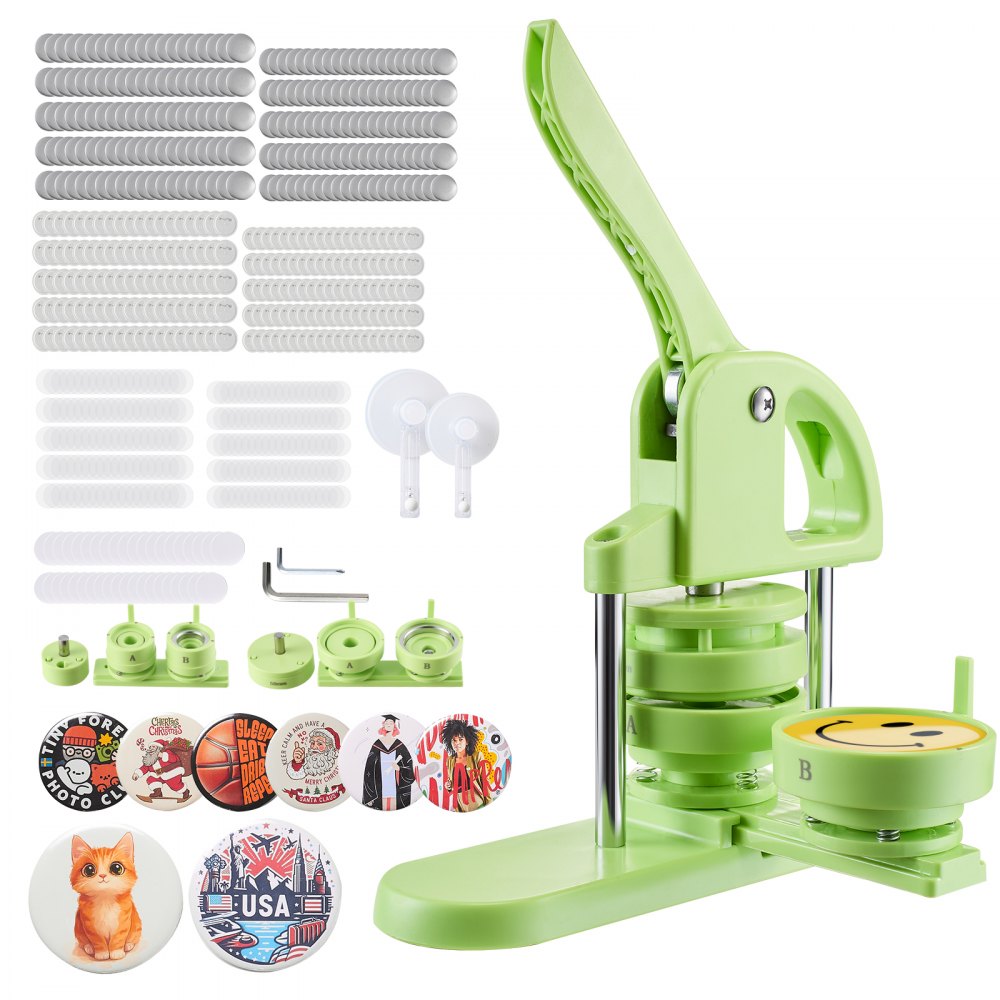 Button machine Button maker machine Badge Punch Press 32/58 mm round, Pinmaker with 200 button parts & circle cutter & magic book & reinforced ergonomic handle, DIY Badge Press Machine green Button machine Button maker machine Badge Punch Press 32/58 mm round, Pinmaker with 200 button parts & circle cutter & magic book & reinforced ergonomic handle, DIY Badge Press Machine green