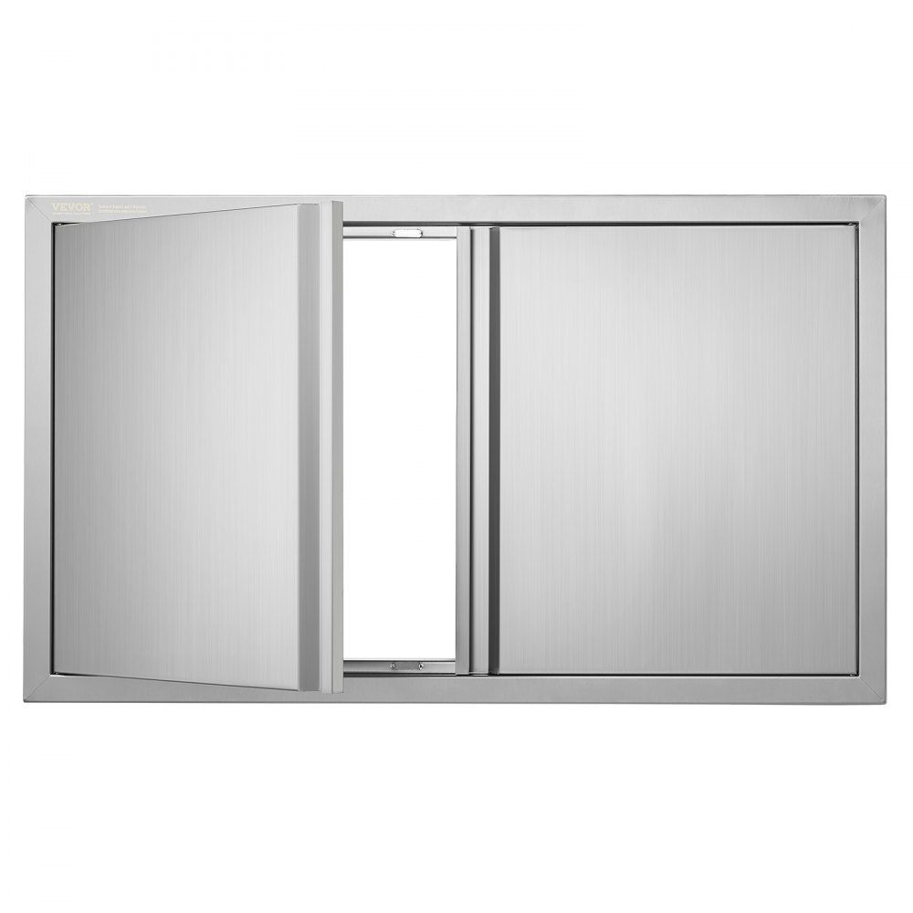 Porte d'accès au gril 914x534mm Double porte de cuisine extérieure encastrée en acier inoxydable, porte murale verticale avec poignées rétractables pour Grill Island Grill Station armoire extérieure