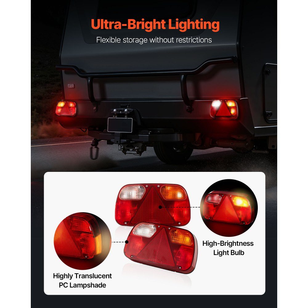 Anhängerbeleuchtung Anhängerbeleuchtung 2 Stück mit 6 Modi (Bremslicht/Blinker/Rücklicht/Kennzeichen/Rückfahrlicht/Nebelscheinwerfer), Anhängerbeleuchtung Set mit Kabelbaum für LKW