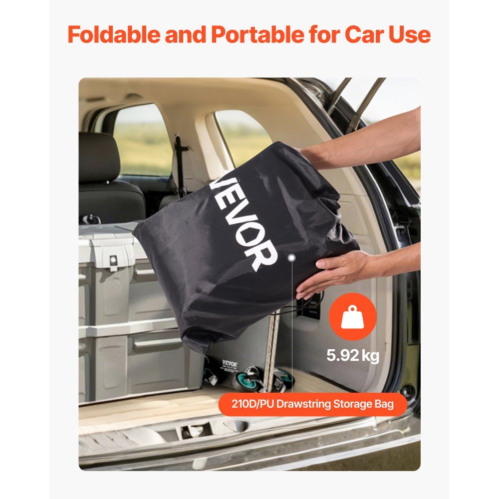 Sac porte-bagages, sac de lit de camion en PVC 840D imperméable (0,736 m³), ​​​​sac à bagages pour rangement sur le lit des camions avec filet à bagages pour voitures, SUV, camionnettes, noir, orange