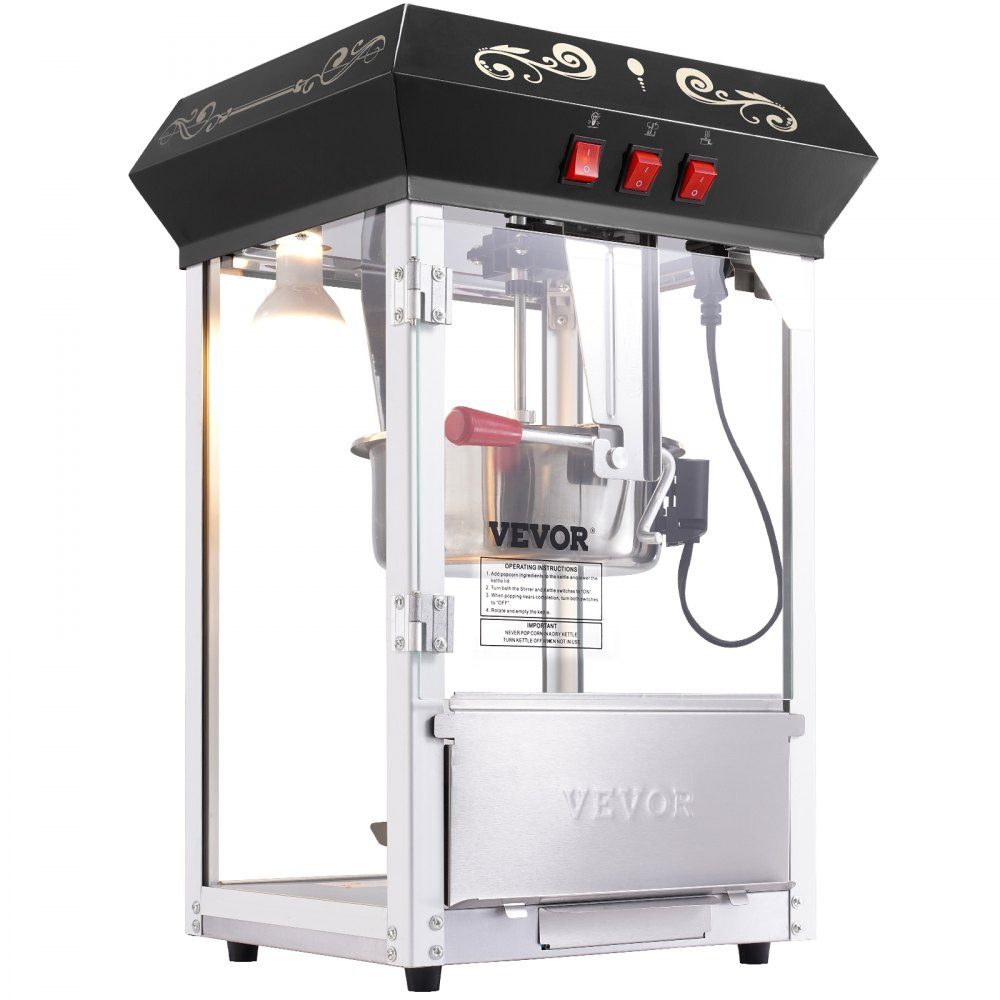 Popcorn Maker Popcorn Maker Popcorn Maker, 850W Popcorn Maker, 8oz Kettle for 48 Cups per Load, Tabletop Popcorn Maker with Tempered Glass, Includes 4 Scoops