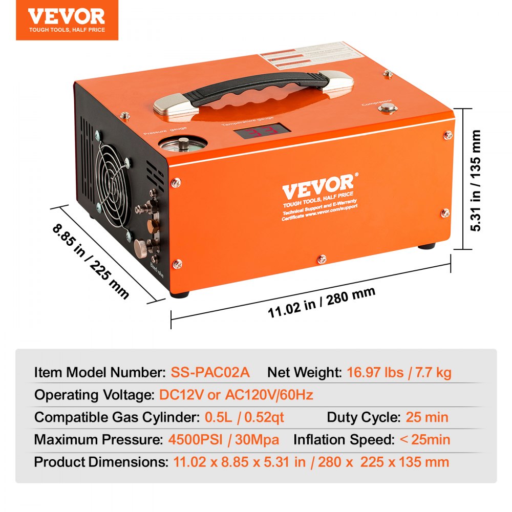 PCP Kompressor 30Mpa/4500PSI Luftkompressor 0,5L DC12V & AC120V Tauchkompressor Luftpumpe inkl. 8 mm Hochdruckschlauch mit Schnellkupplung, Batterieklemmen, Filter, Luftgewehrgewehr aus Baumwolle PCP Kompressor 30Mpa/4500PSI Luftkompressor 0,5L DC12V & AC120V Tauchkompressor Luftpumpe inkl. 8 mm Hochdruckschlauch mit Schnellkupplung, Batterieklemmen, Filter, Luftgewehrgewehr aus Baumwolle
