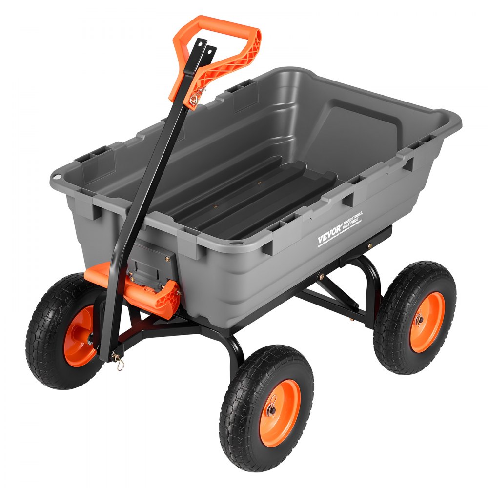 Gartenwagen mit Kippfunktion, 544 kg schwerer Bollerwagen, 270° drehbarer Transportwagen für die Gartenarbeit aus Kunststoff und Stahl mit 13 Zoll PU-Reifen und Metallzaun für Rasen, Kies und Schlamm Gartenwagen mit Kippfunktion, 544 kg schwerer Bollerwagen, 270° drehbarer Transportwagen für die Gartenarbeit aus Kunststoff und Stahl mit 13 Zoll PU-Reifen und Metallzaun für Rasen, Kies und Schlamm