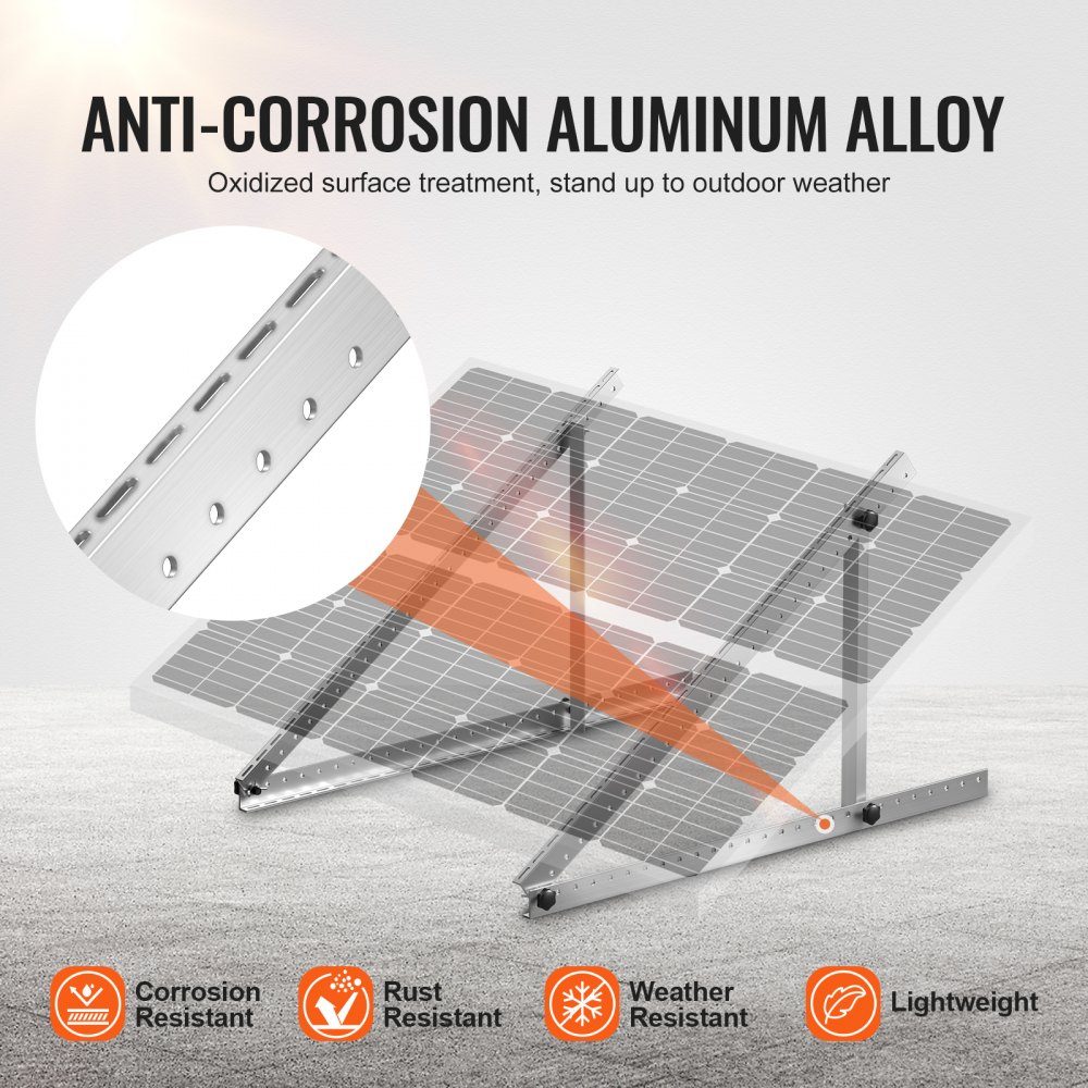 Set of 2 Solar Panel Brackets 45" 0 to 90° Adjustable Solar Panel Brackets for 100-400W Solar Panel Lightweight Aluminum Brackets with Folding Tilt Legs for RV Boat