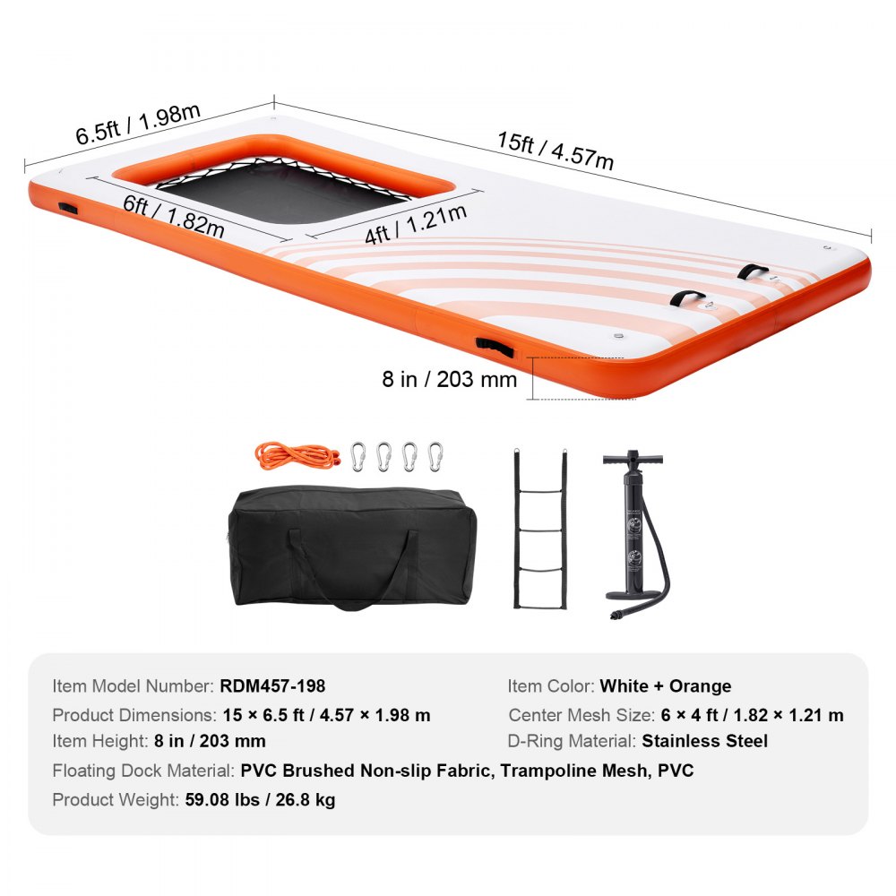 Aufblasbares Schwimmsteg, 4,57 x 1,98 m große Dockplattform mit 1,21 x 1,82 m großem Trampolinnetz, Pool-Wassermatte mit schwimmender Plattform und tragbarer Tasche und abnehmbarer Leiter zum Entspannen am Pool Aufblasbares Schwimmsteg, 4,57 x 1,98 m große Dockplattform mit 1,21 x 1,82 m großem Trampolinnetz, Pool-Wassermatte mit schwimmender Plattform und tragbarer Tasche und abnehmbarer Leiter zum Entspannen am Pool