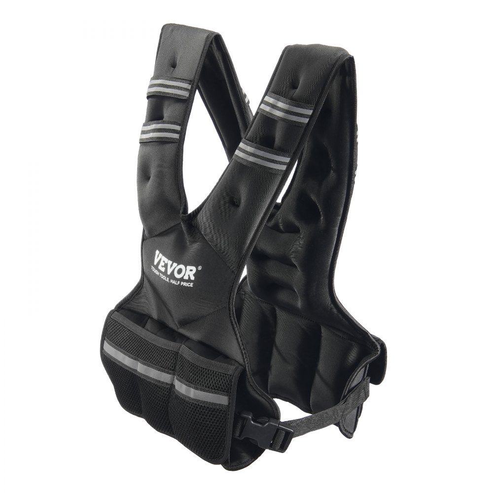 Gilet de musculation réglable 9-14,5 kg avec 6 poids de fer et de sable et bande Réf. léchissante, ensemble d'entraînement pour homme et femme, équipement d'entraînement pour la musculation, la course à pied