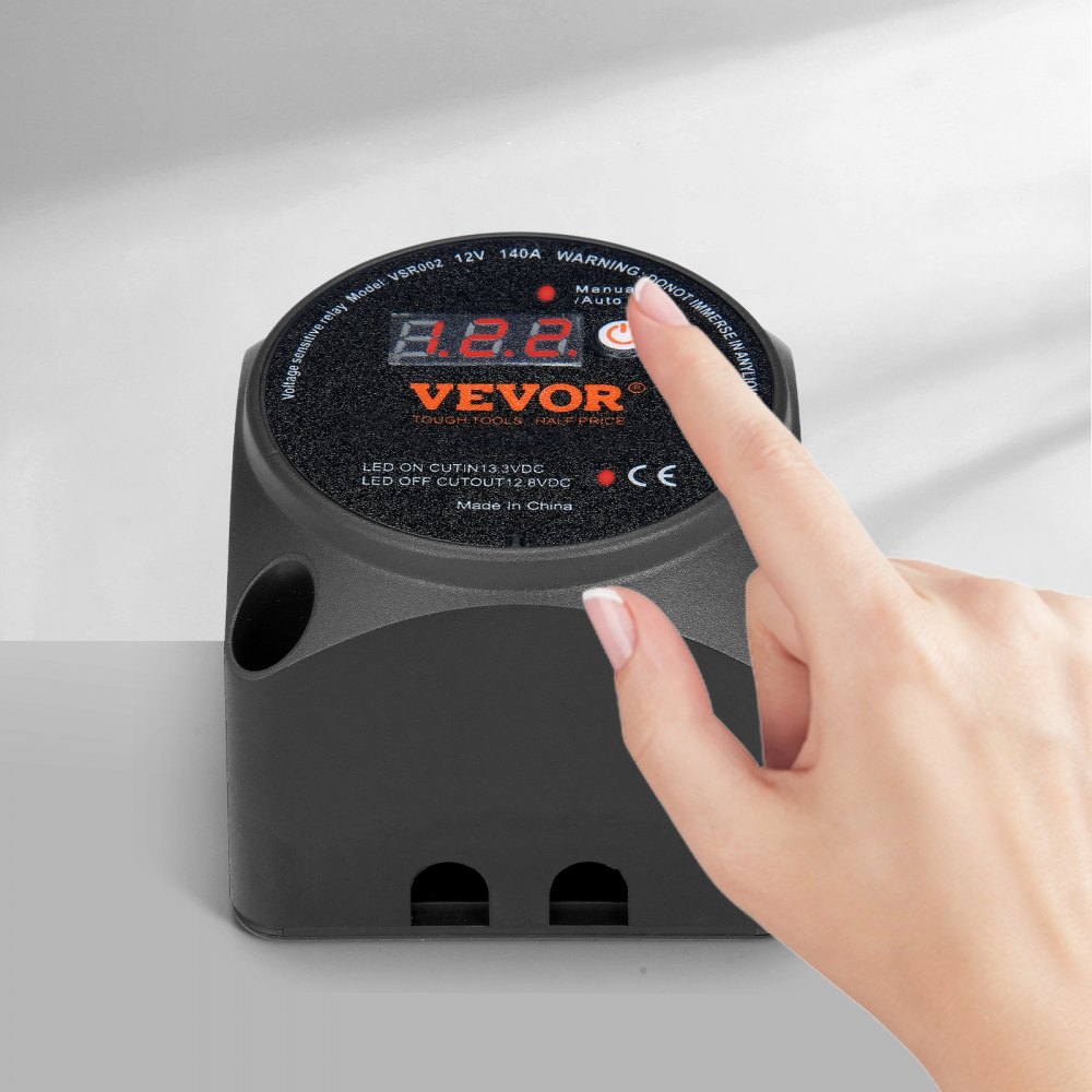 Doppeltes Batterie-Trennrelais, 12 V, 140 A, manueller automatischer Modus, spannungsempfindliches VSR-Relais mit LCD-Bildschirm für ATV, UTV, Wohnmobil, Wohnwagen, LKW, Boot, Yacht Doppeltes Batterie-Trennrelais, 12 V, 140 A, manueller automatischer Modus, spannungsempfindliches VSR-Relais mit LCD-Bildschirm für ATV, UTV, Wohnmobil, Wohnwagen, LKW, Boot, Yacht