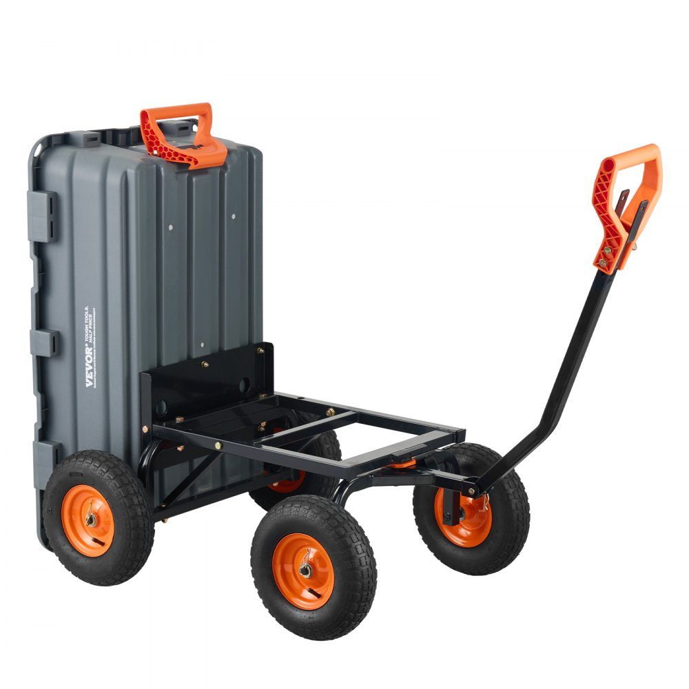 Trolley, Garden Cart with Easy to Assemble Steel Frame, Garden Cart with 2-in-1 Convertible Handle, Multi-Purpose Wheelbarrow with 680kg Load Capacity, 33cm Tires