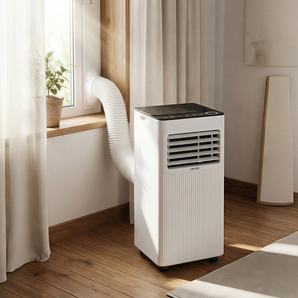 Mobile Air Conditioner 7000 BTU 2.05KW with Exhaust Hose, 3-in-1 Mobile Air Conditioner with Cooling, Ventilation, Dehumidification, Portable Air Conditioner with LED Display, Remote Control, 24 Hour Indoor Timer