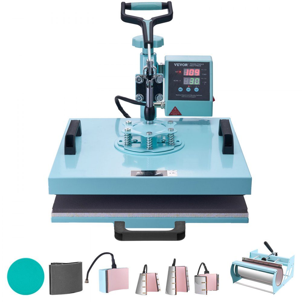 Heat Press Heat Press 38x38cm 8 in 1 Tumbler Press T-Shirts Green