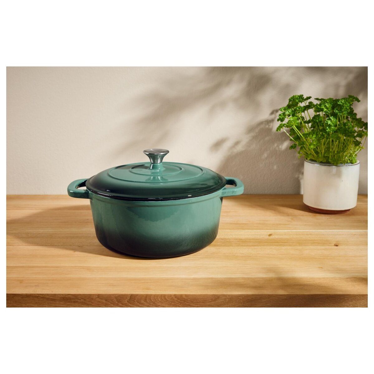 SILVERCREST® premium cast iron pot, with drop system 28 cm / 5.6 liters (green)