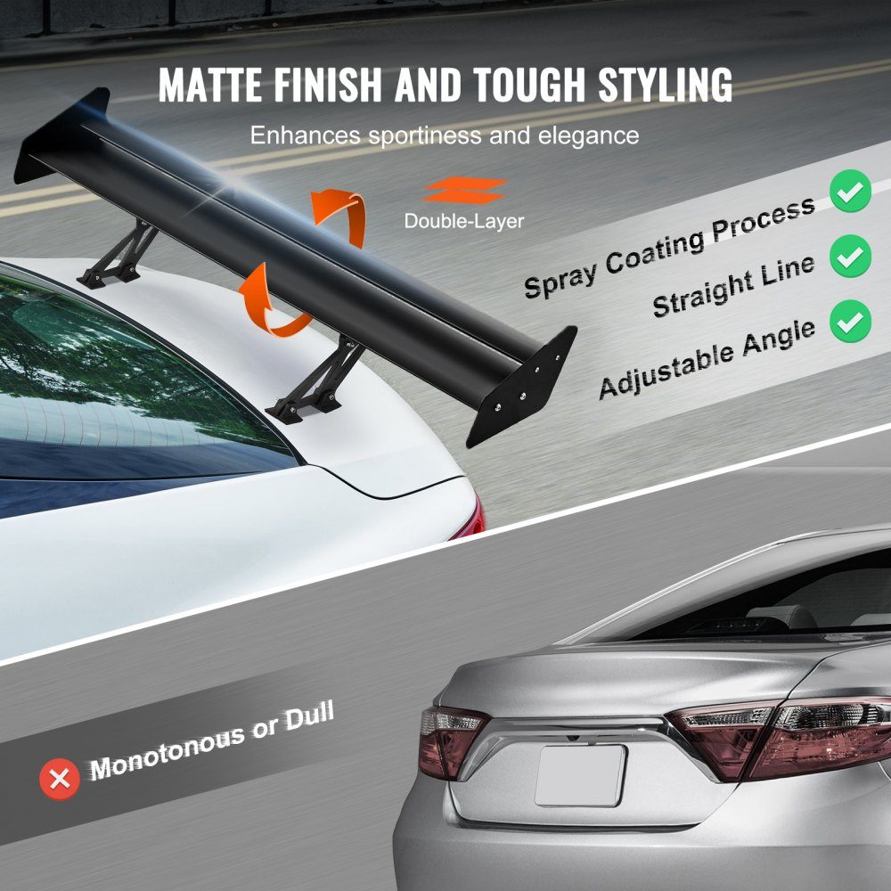 Aileron de voiture GT Wing, aileron universel à double pont de 53,1 pouces, aileron arrière de voiture en aluminium léger réglable, aileron de course BGW/JDM Drift noir