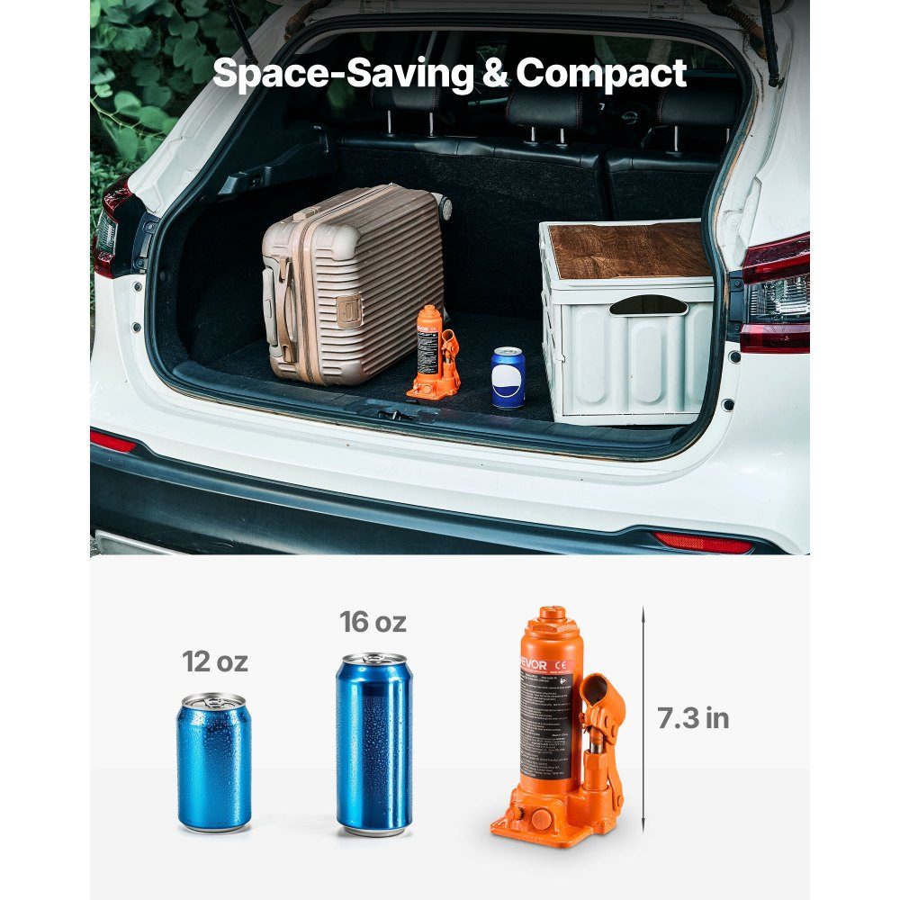 Cric bouteille hydraulique d'une capacité de 4T, plage de levage de 185 à 350 mm, cric bouteille avec système de soudage pour la réparation de voitures SUV, pick-up, cric haute performance