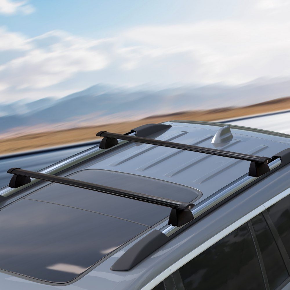 Black Roof Rack Cross Bars Compatible with Jeep Grand Cherokee 2011-2021 with Grooved Side Rails 90kg Load Capacity Aluminum Cross Bars with Locks for Roof Racks etc
