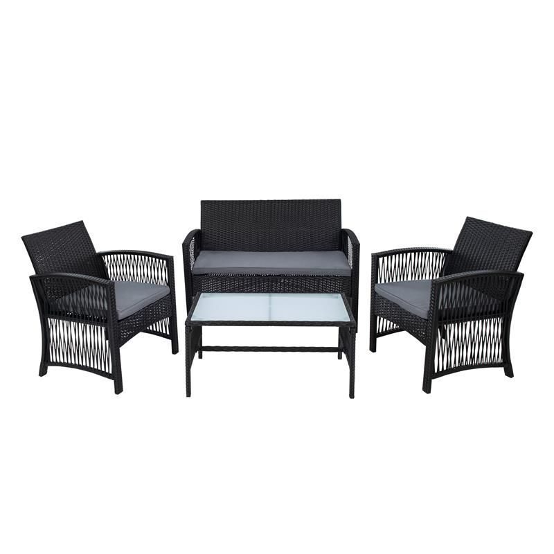 Polyrattan tuinmeubelset rotan zitgroep rotan meubelen tuinset loungemeubel zwart