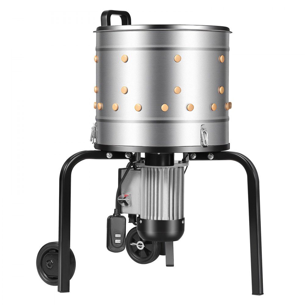 Poultry Plucking Machine, 400mm Drum, 500W, 230RPM, Electric Plucking Machine with 114 Soft Fingers and Transport Wheels, Stainless Steel Feather Remover for Processing 1-2 Chickens