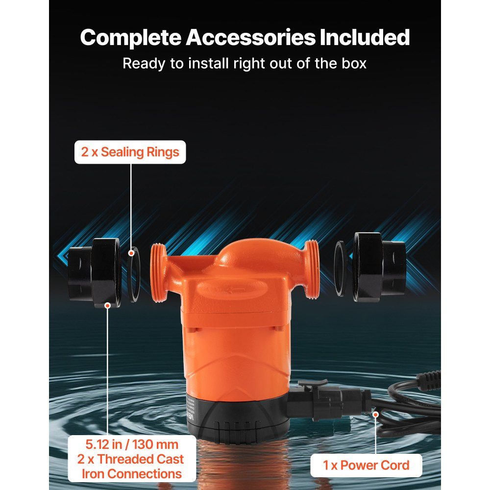 LPS25-6BP/130 Circulation Pump, Cast Iron Circulation Pump, 58L/min, 6m Maximum Head, Hot Water Circulation, Threaded Connection, Quiet Operation, for Home Heating Systems