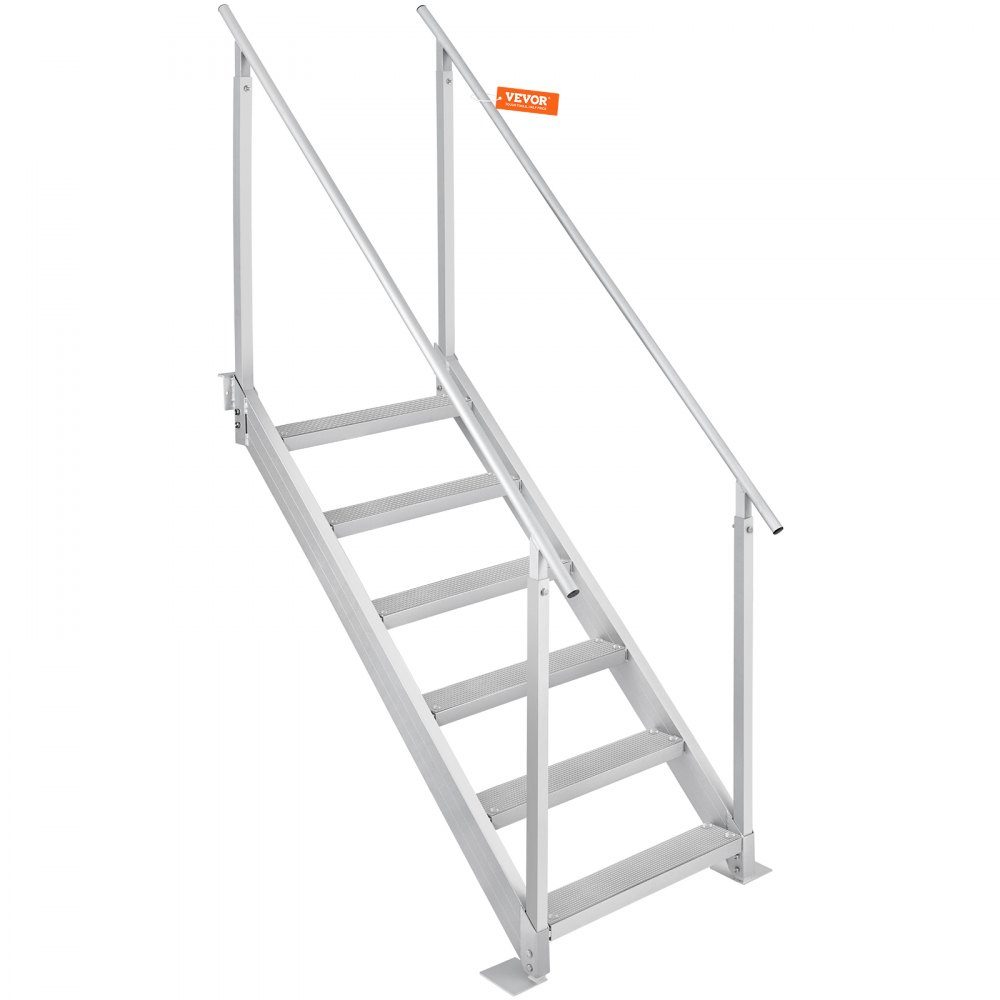 6-stufige Badeleiter mit zwei Handläufen, Bootsleiter, 800 x 1850 x 2092 mm, Poolleiter aus Aluminiumlegierung, Treppenleiter, 250 kg Tragkraft, 10 cm Pedale, ideal für Häfen, Bootsschwimmbäder
