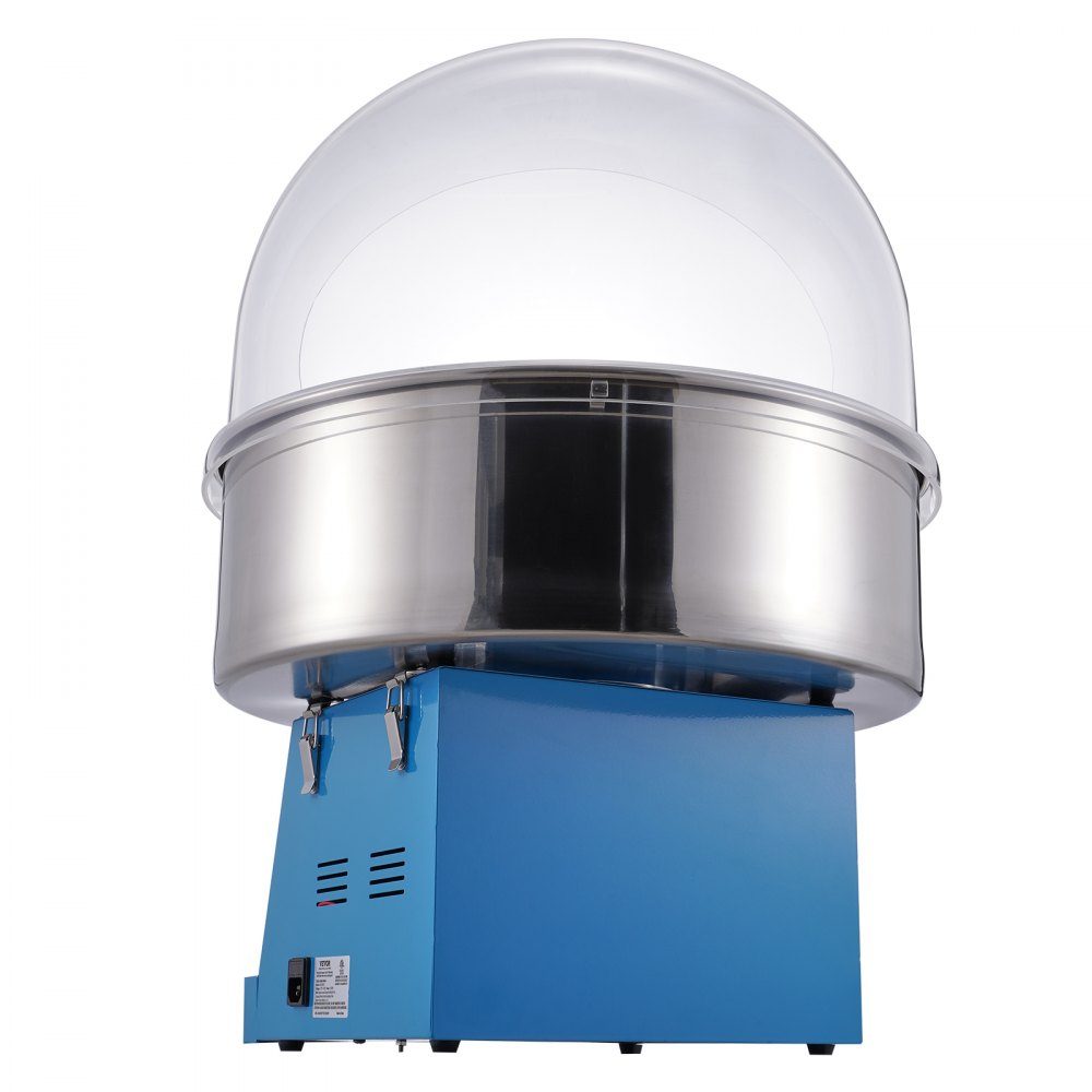 Elektrische suikerspinmachine, 1000 W suikerspinmachine, commerciële suikerspinmachine met deksel, roestvrijstalen kom en suikerlepel, perfect voor familiebijeenkomsten, feesten (blauw)