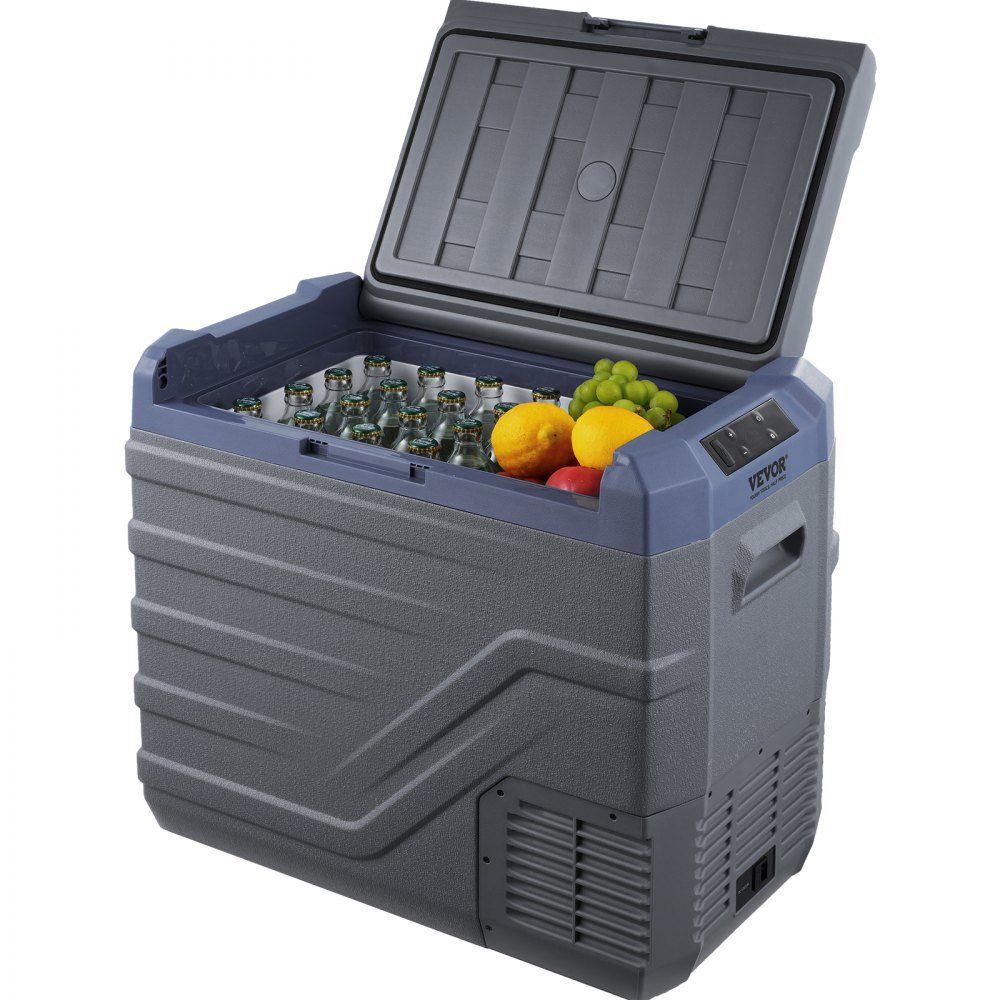 Car Fridge, 12V Car Fridge, 45L Portable Single Zone Freezer with Built-in Lighting, -20°C to 20°C, 12/24V DC and 100-240V AC Compressor Cooler for Outdoor, Camping, RV