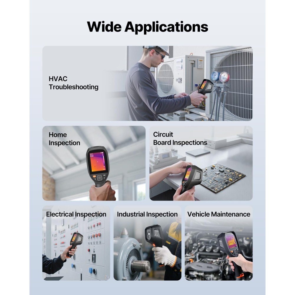 Thermal Imaging Camera, TISR Super Resolution 512 x 384, Thermal Imaging Camera with 2MP visual camera, 256 x 192 IR resolution, 25Hz refresh rate, -20°C to 550°C, 4 image modes and 7 color palettes