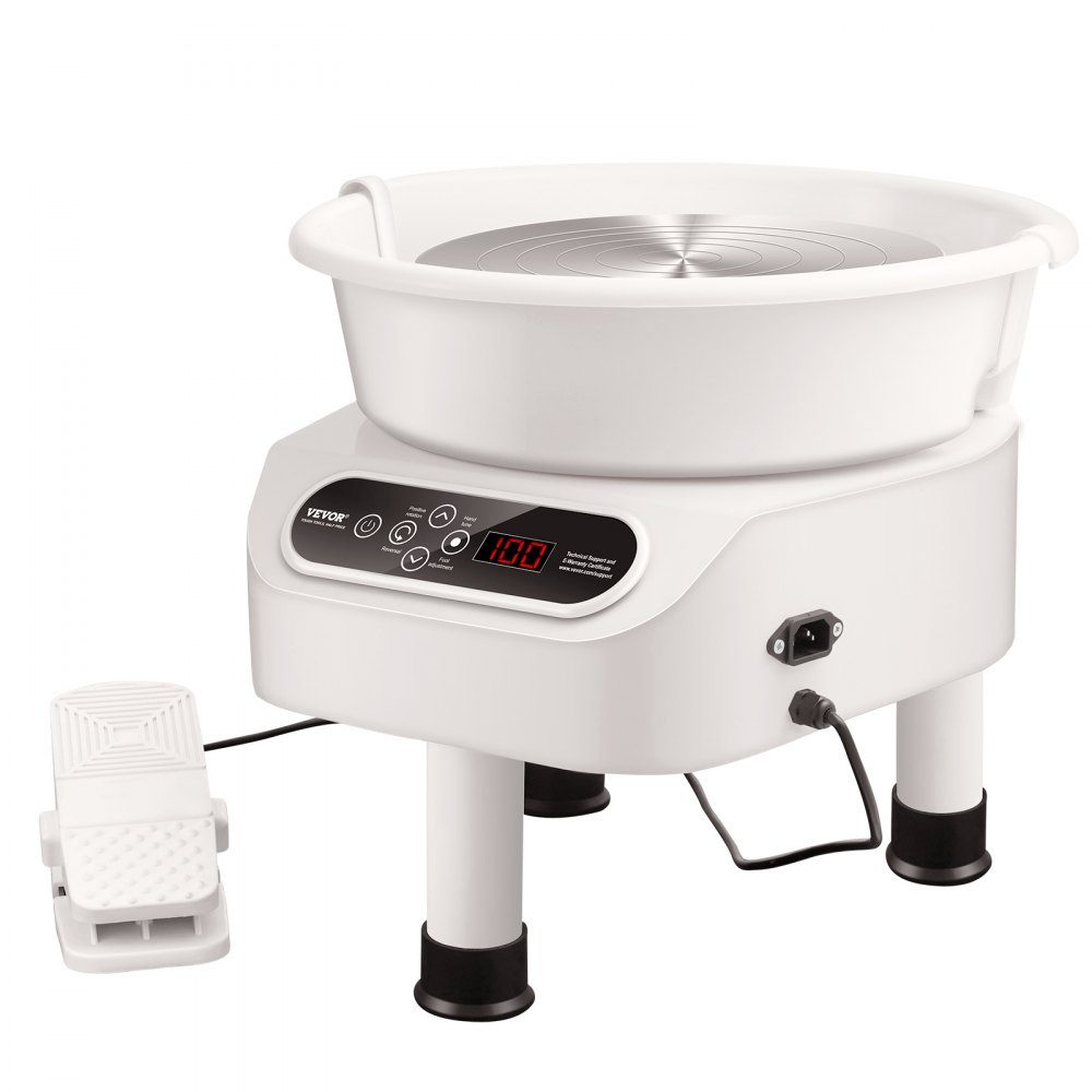 Pottery Wheel, 28cm Pottery Molding Machine, 450W Electric Pottery Wheel with Pedal and LCD Touch Screen, Direct Drive Ceramic Wheel and 3 Support Legs for DIY, White