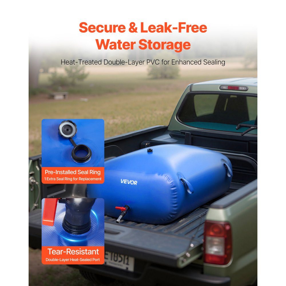 Water Storage Bladder, 330L Water Bag with Faucet, Foldable and Portable Water Bag Made of 1000D PVC, Water Storage for Irrigation System, Drought Resistance and Disasters, Blue