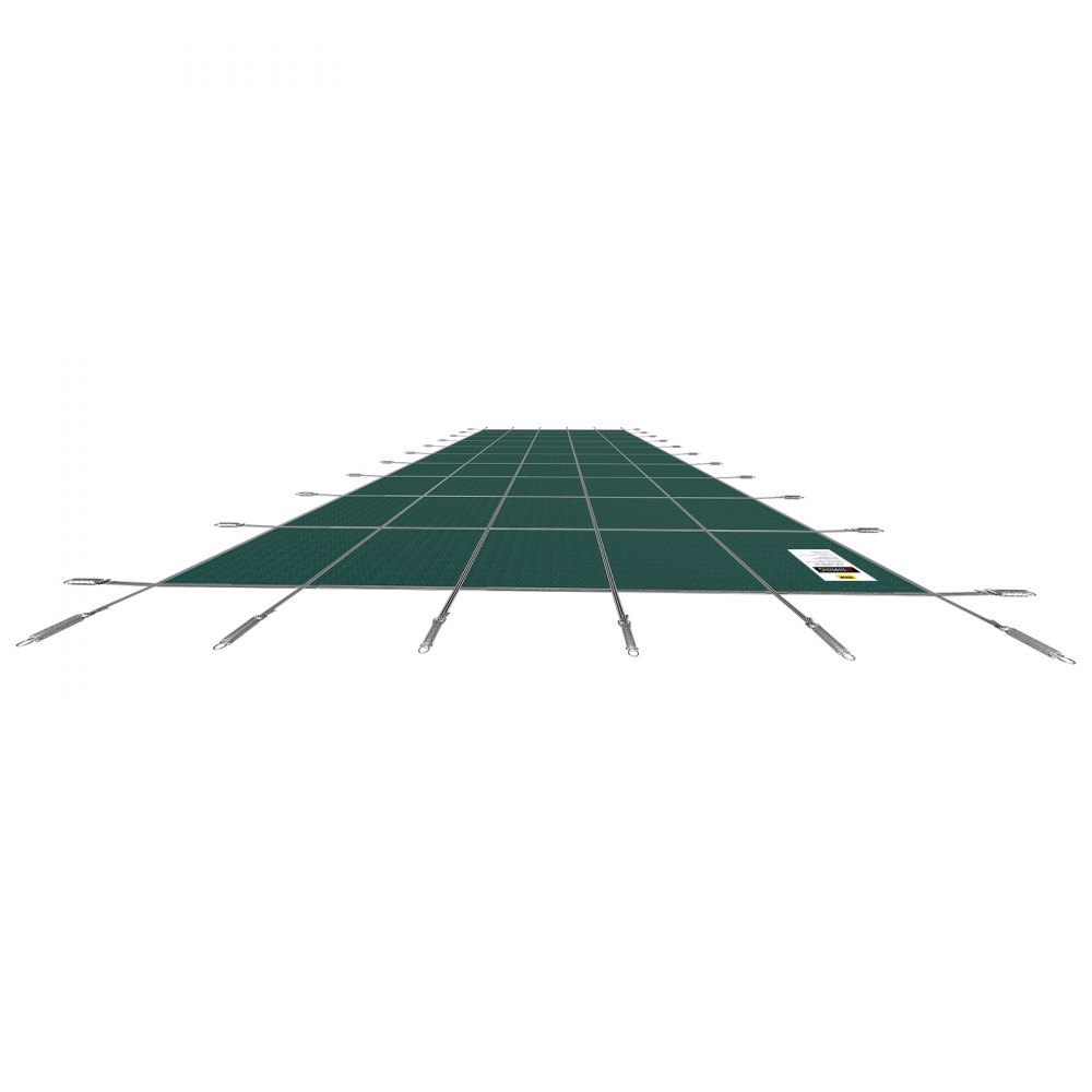 Pool tarpaulin, suitable for rectangular, in-ground pools (4.9 x 9.8 m), safety cover with drainage holes, opaque mesh cover for swimming pools, winter tarpaulin, green