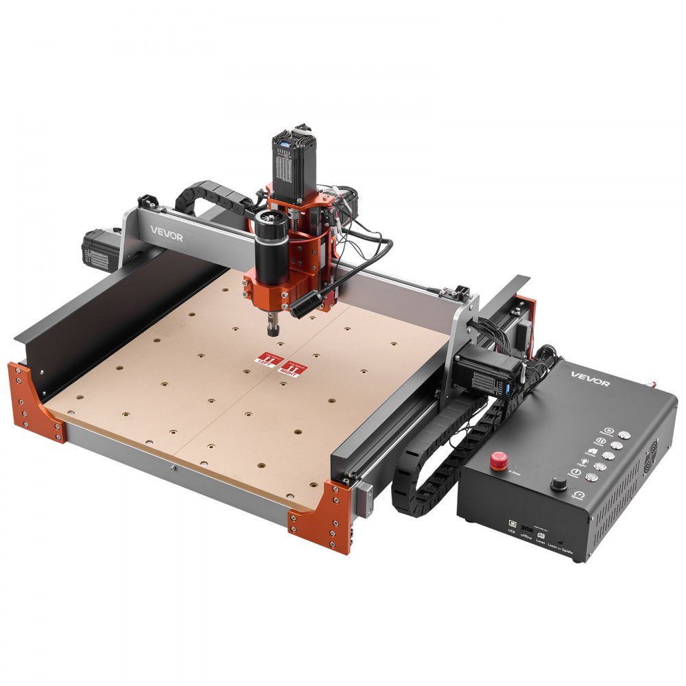 CNC-Fräsmaschine, 500-W-Spindel, 3-Achsen-Graviermaschine mit zwei Linearführungen und Kugelumlaufspindel, Arbeitsbereich von 400 x 400 x 95 mm, Trimmer für Holz und Acryl