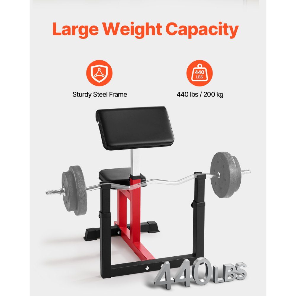 Preacher Curl Bench Halterbank met beenverlenging, krachttrainingsbanken (max. belasting 200 kg), fitnessbank voor thuis, fitnessapparatuur, geïsoleerd halterstation met zittende arm, trainingsbank