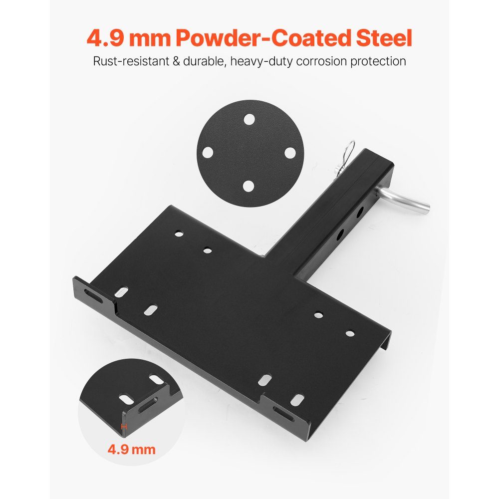 Universelle Anhängerkupplungshalterung, 6803 kg, Windenmontageplattenempfänger 50,8 mm mit 2-Loch-Befestigung, pulverbeschichteter Stahl für Mountainbike, UTV, LKW, Schwarz