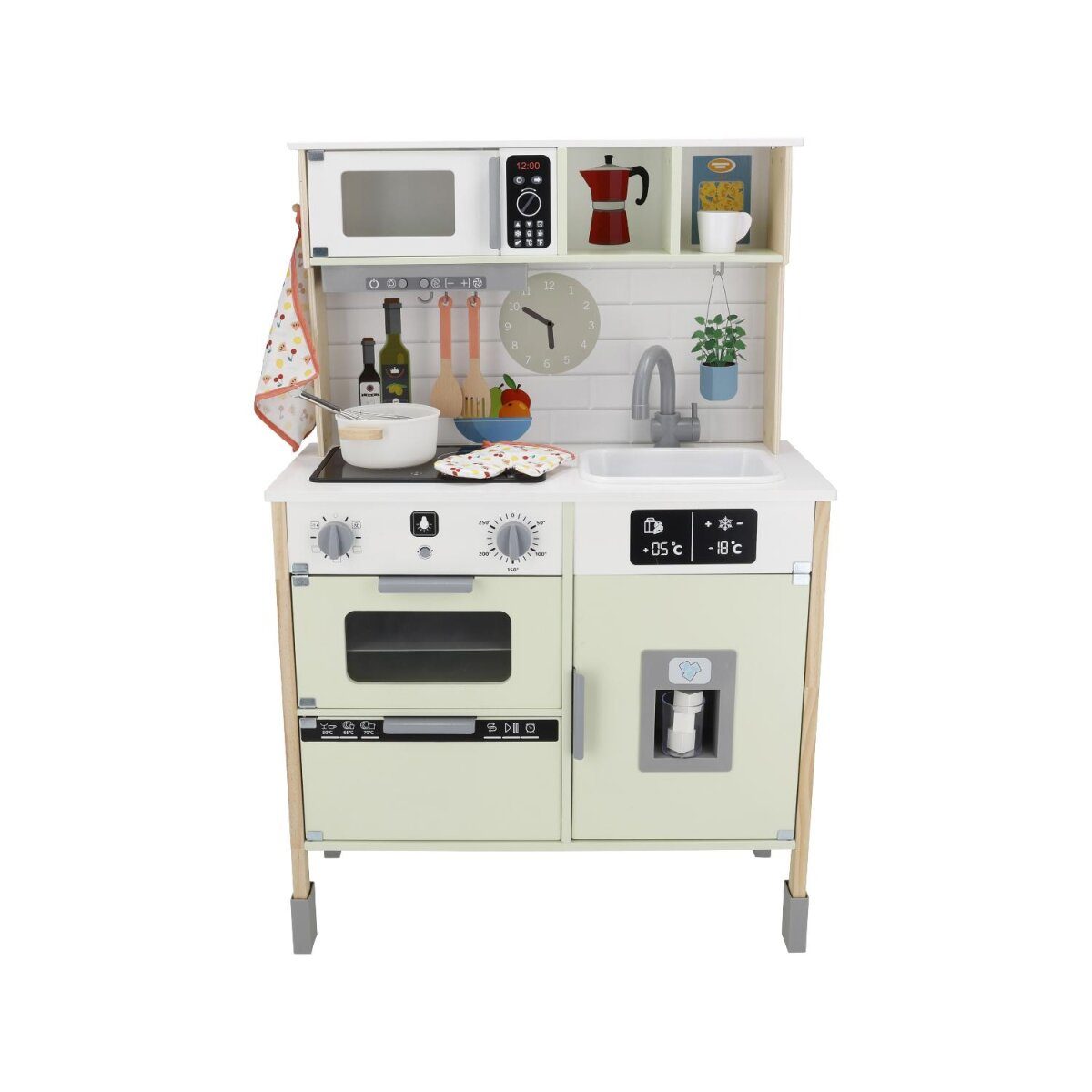 LUPILU® wooden kitchen, 3-way height adjustable, with playable back