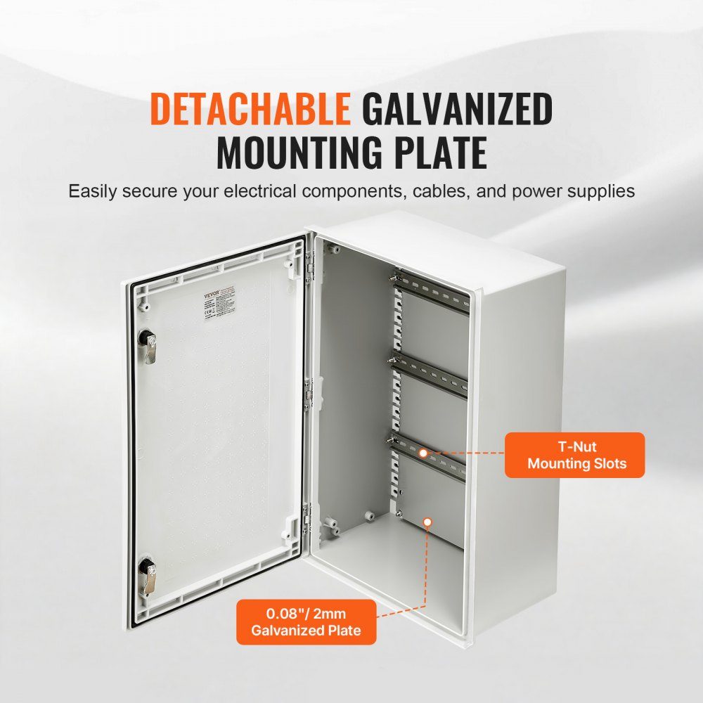 Schakelkast Stalen behuizing van NEMA, 600x400x230 mm, NEMA 4X glasvezel schakelkast, IP66 water- en stofdicht, elektrische aansluitdoos voor binnen en buiten, met montageplaat