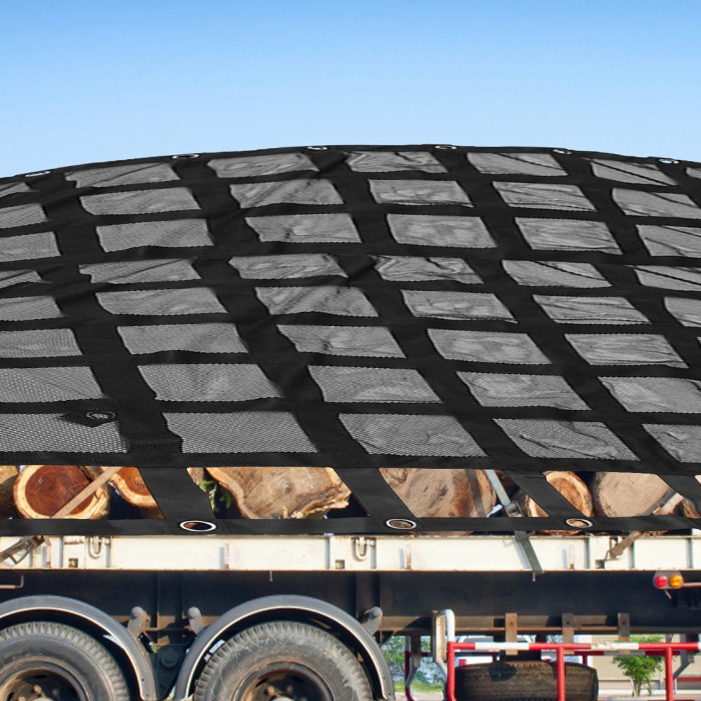 Mesh Cargo Net, 8' x 7' Pickup Truck Bed Cargo Net, Heavy Duty Cargo Nets with Clamp Buckles, S-Hooks and Cross Straps, Trailer, SUV and Jeep Bed Cargo Net (96" x 80")
