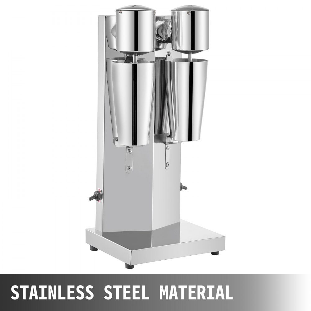 Getränkemixer 150W, Milchshaker elektrisch 800ml, Doppelköpfe, Silber, Elektromixer für Shakes, Cocktailmixer, Milchshakemaschine, Barmixer, Standmixer, gewerbliche private Nutzung