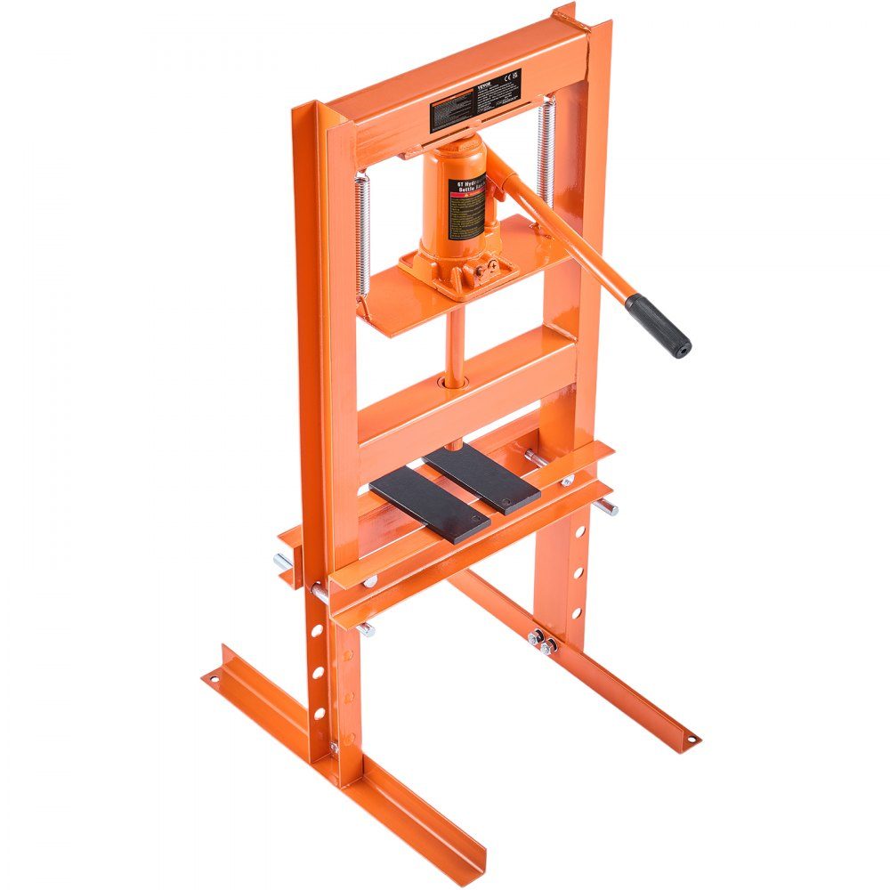 Workshop press hydraulic press 6 t, car frame press press 55-250 mm, 110 mm lifting height manual bearing press carbon steel workshop press for car bushings, ball joints, U-joints etc