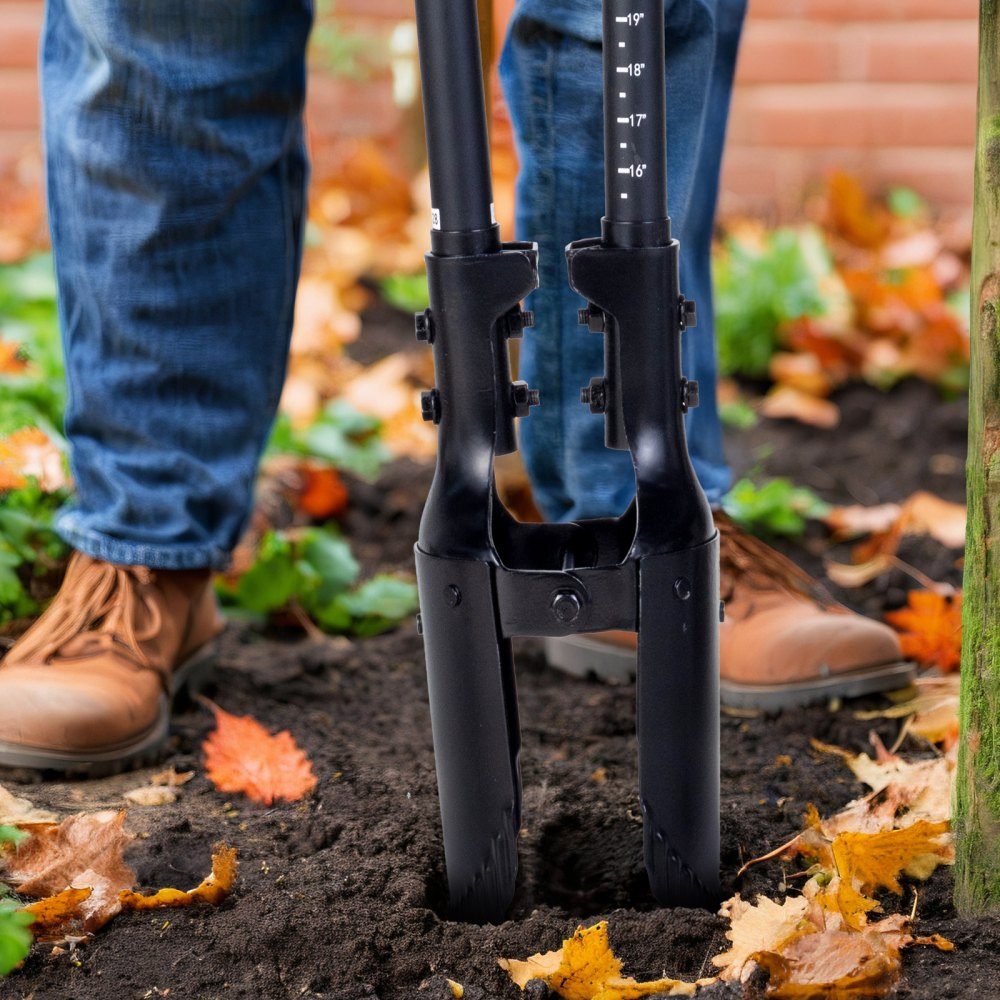Aardegatgraafmachine 1460 mm, zware handgraafmachine met glasvezelhandvat, handgraafmachine met schaalmarkeringen en metalen blad, grondboorgereedschap voor graven in de tuin en buiten