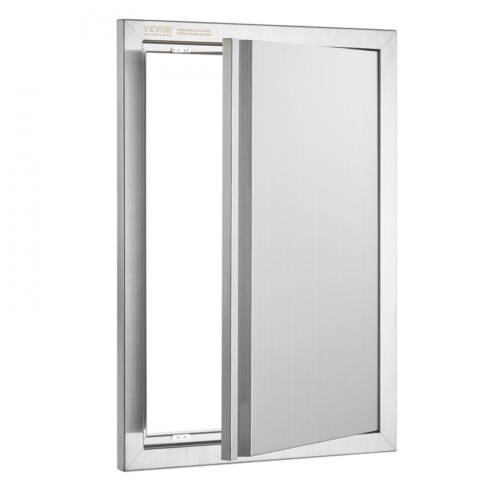 Grill Access Door 432x610mm Single Outdoor Kitchen Door Flush Mount Stainless Steel Door Vertical Wall Door with Retractable Handle for Grill Island Grill Station Outdoor Cabinet