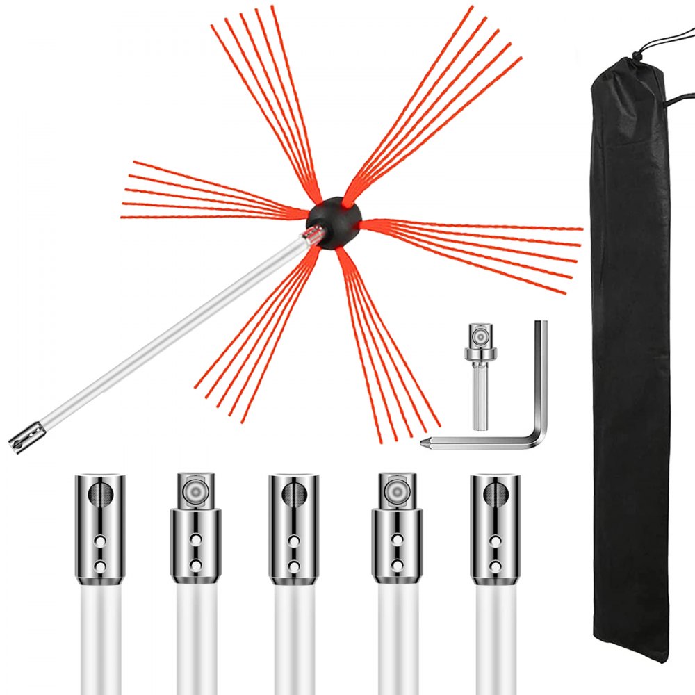 Brosse de cheminée en nylon, brosse de cheminée, pour tuyau de poêle, 6 m, raccords professionnels en acier inoxydable avec tiges en nylon flexibles Brosse de cheminée en nylon, brosse de cheminée, pour tuyau de poêle, 6 m, raccords professionnels en acier inoxydable avec tiges en nylon flexibles