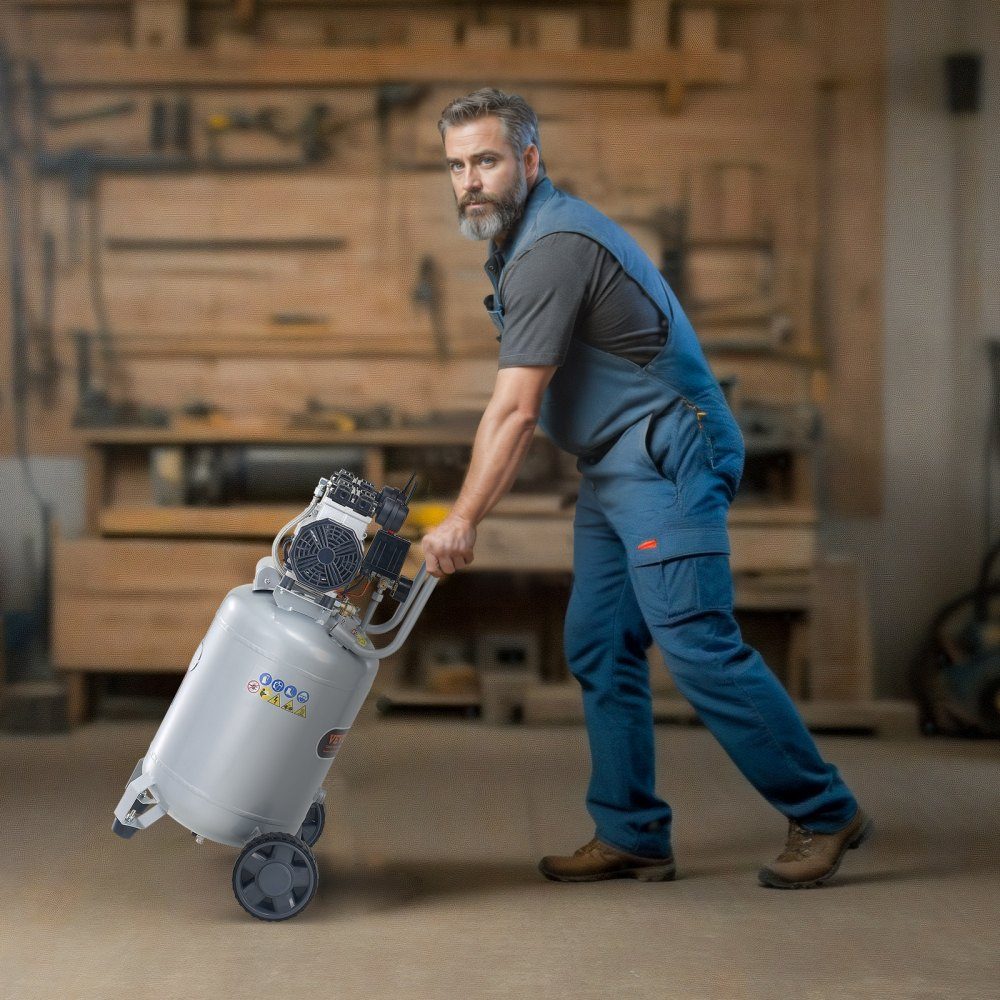 Air compressor 49L whisper compressor 2HP air pump oil-free 8bar compressor single-phase noise level ≤63dB Ideal for inflating tires, car repairs, painting, woodworking