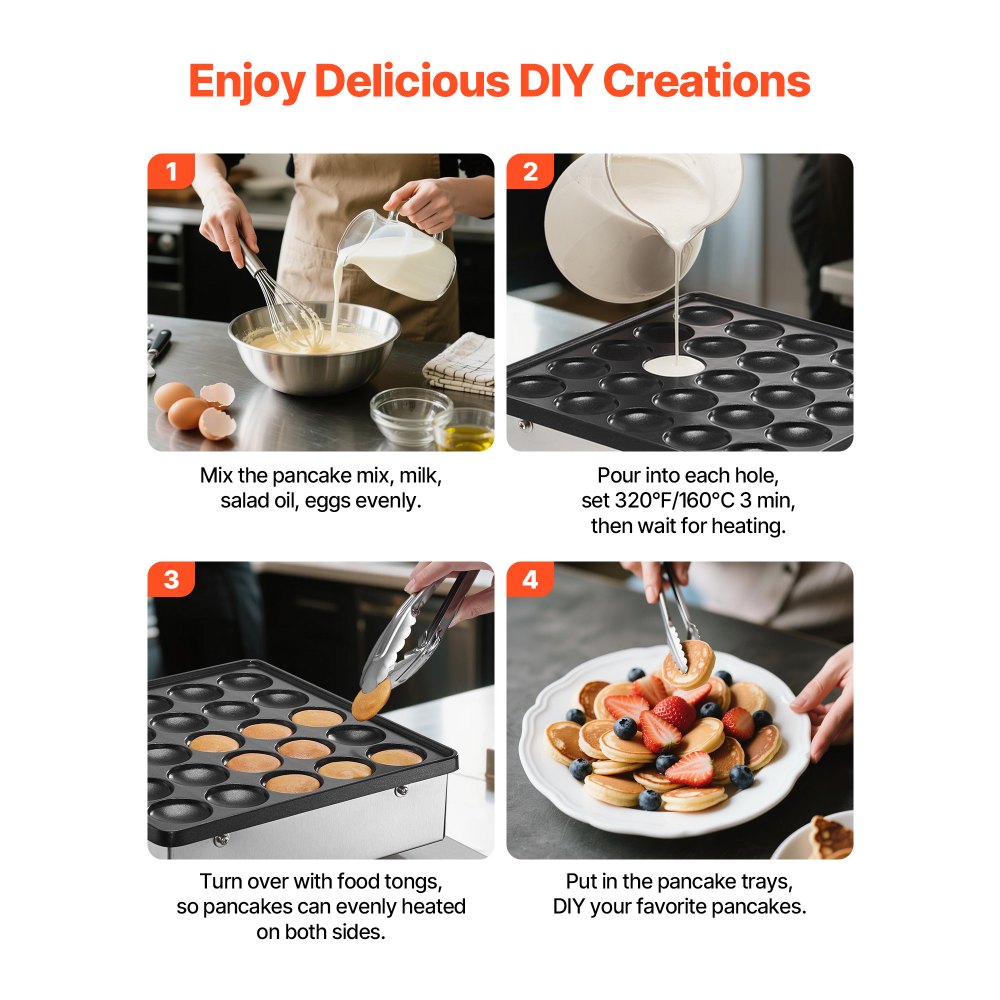 Mini Pancake Maker Dutch Muffin Waffle Iron with 43mm Diameter, Non-Stick Stainless Steel Poffertjes Grill, Electric Mini Pancake Baker for Home Kitchen Restaurant Mini Pancake Maker Dutch Muffin Waffle Iron with 43mm Diameter, Non-Stick Stainless Steel Poffertjes Grill, Electric Mini Pancake Baker for Home Kitchen Restaurant