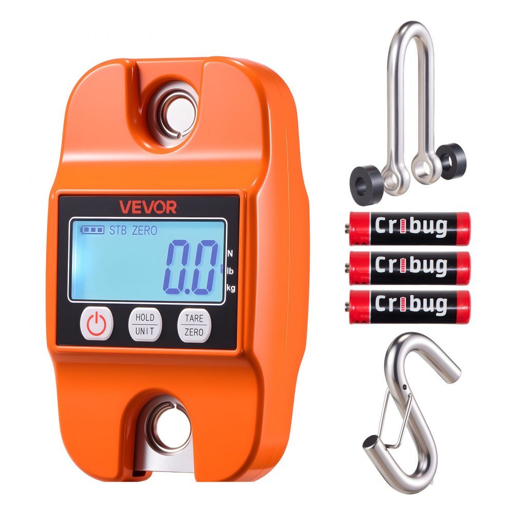 Balance à grue 400 kg, balance numérique suspendue avec boîtier en fonte d'aluminium et LCD, balance de jeu 100 g division et affichage à 3 niveaux, balance à poisson, adaptée à l'agriculture, à la chasse et à la pêche