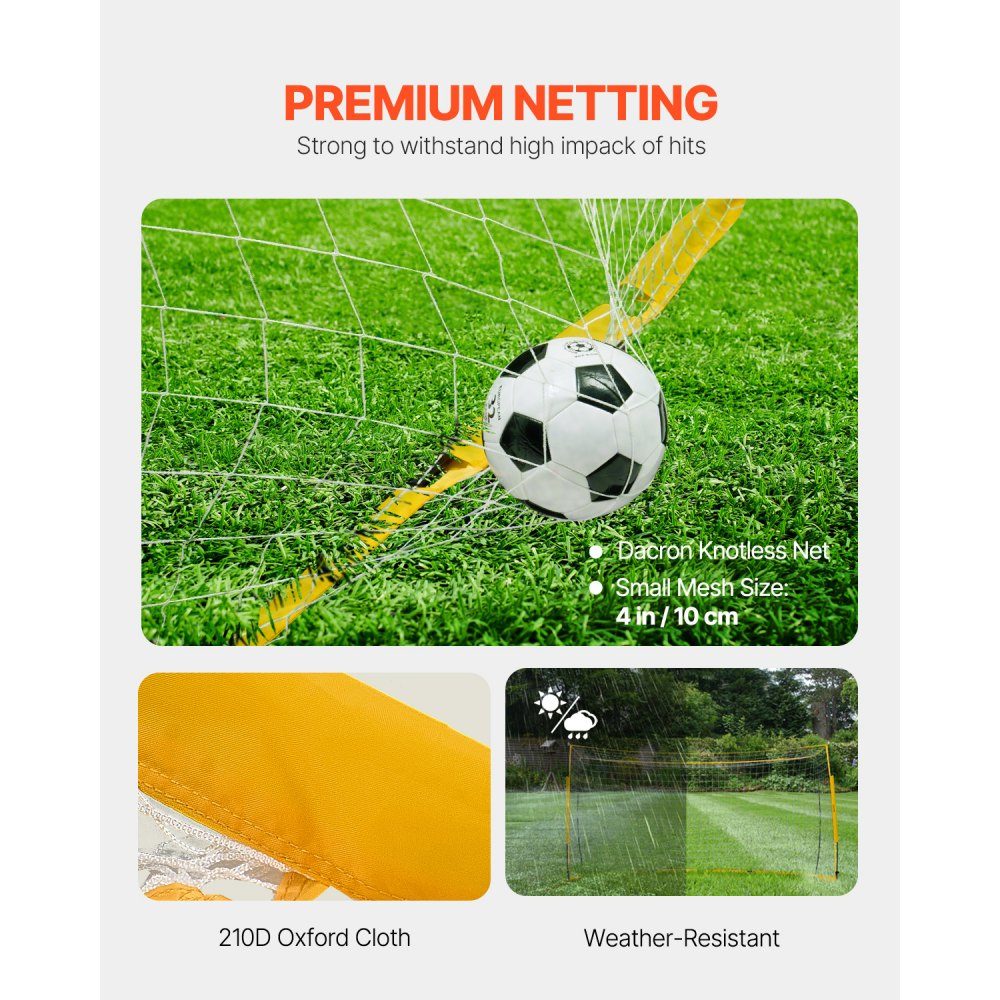 Portable Soccer Goal Soccer Goal Soccer Net 12x6ft Garden Large Practice Soccer Net Training Goal Set with Steel Fiberglass Structure All Weather Soccer Goals with Carry Bag Yellow