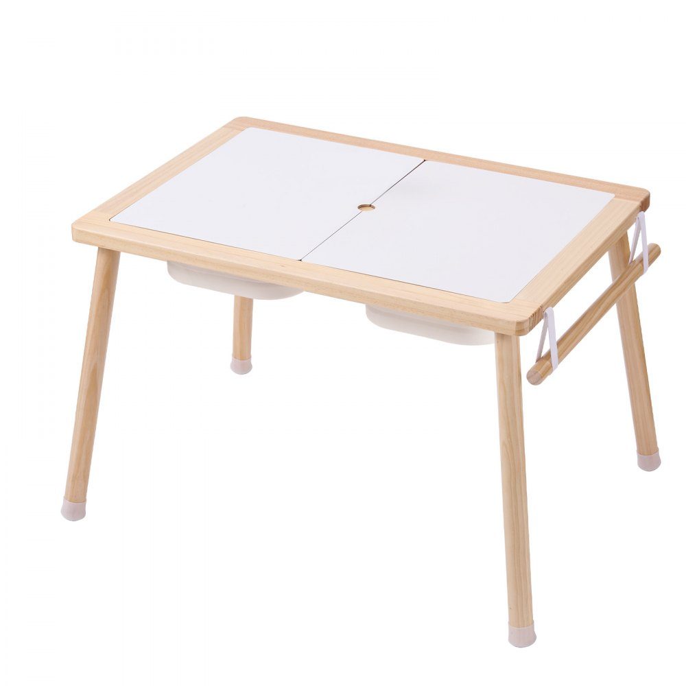 Sensory Table, Kids Activity Table with 3 Foldable Storage Bins and Paper Roll Holder, Sand and Water Table, Wooden Sensory Drawing Table, Gifts for Kids