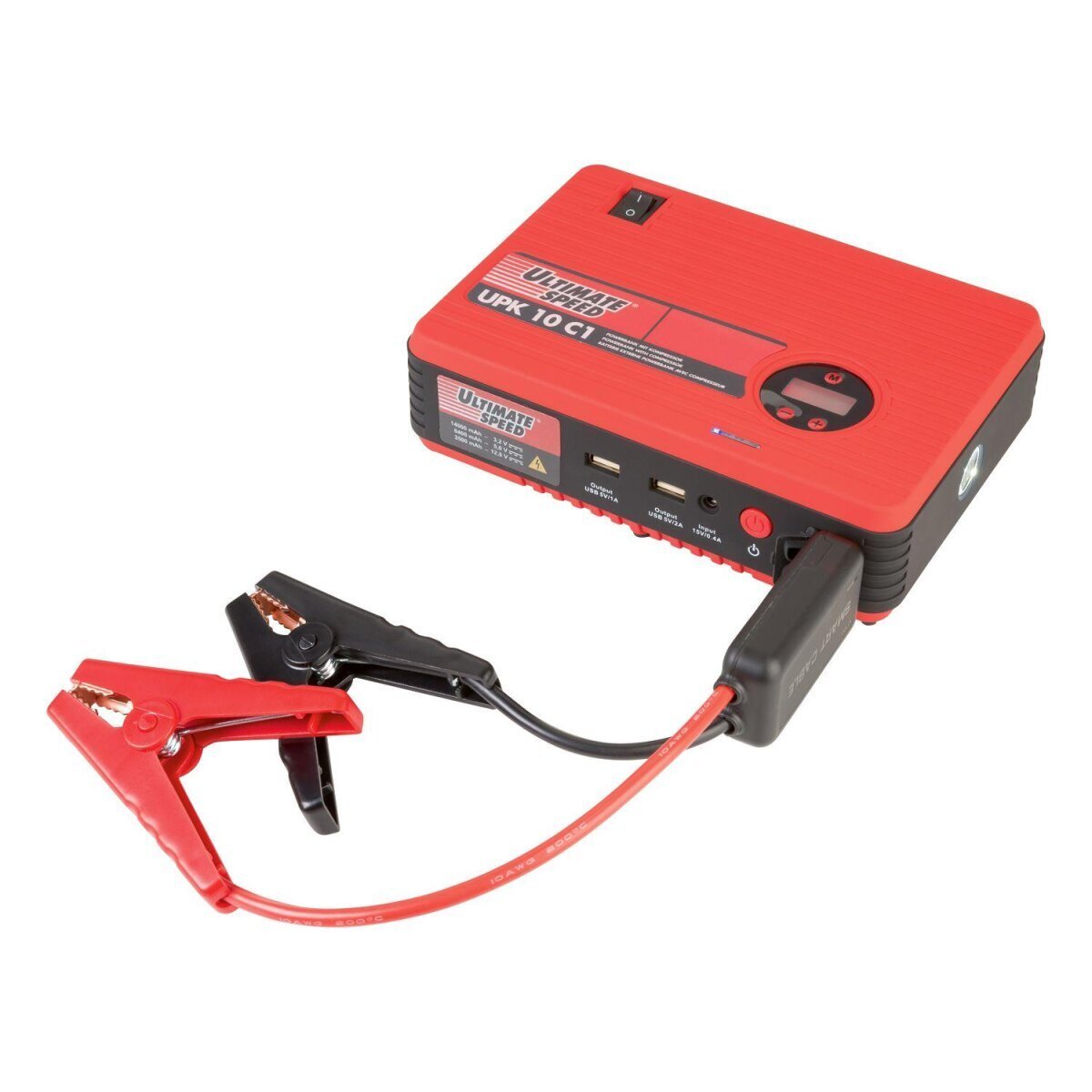 Démarreur de voiture avec batterie externe, avec accessoires pour compresseur d'air et kit SOS pour lampe de poche Démarreur de voiture avec batterie externe, avec accessoires pour compresseur d'air et kit SOS pour lampe de poche