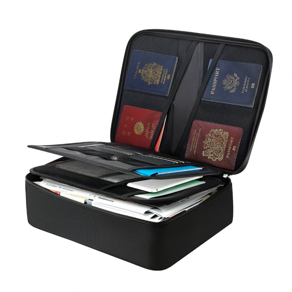 Fireproof Document Box Document Bag 1000°C Heat Insulated Waterproof Document Storage Box with Lock Portable Multi-layer Briefcase for Passports Important Documents