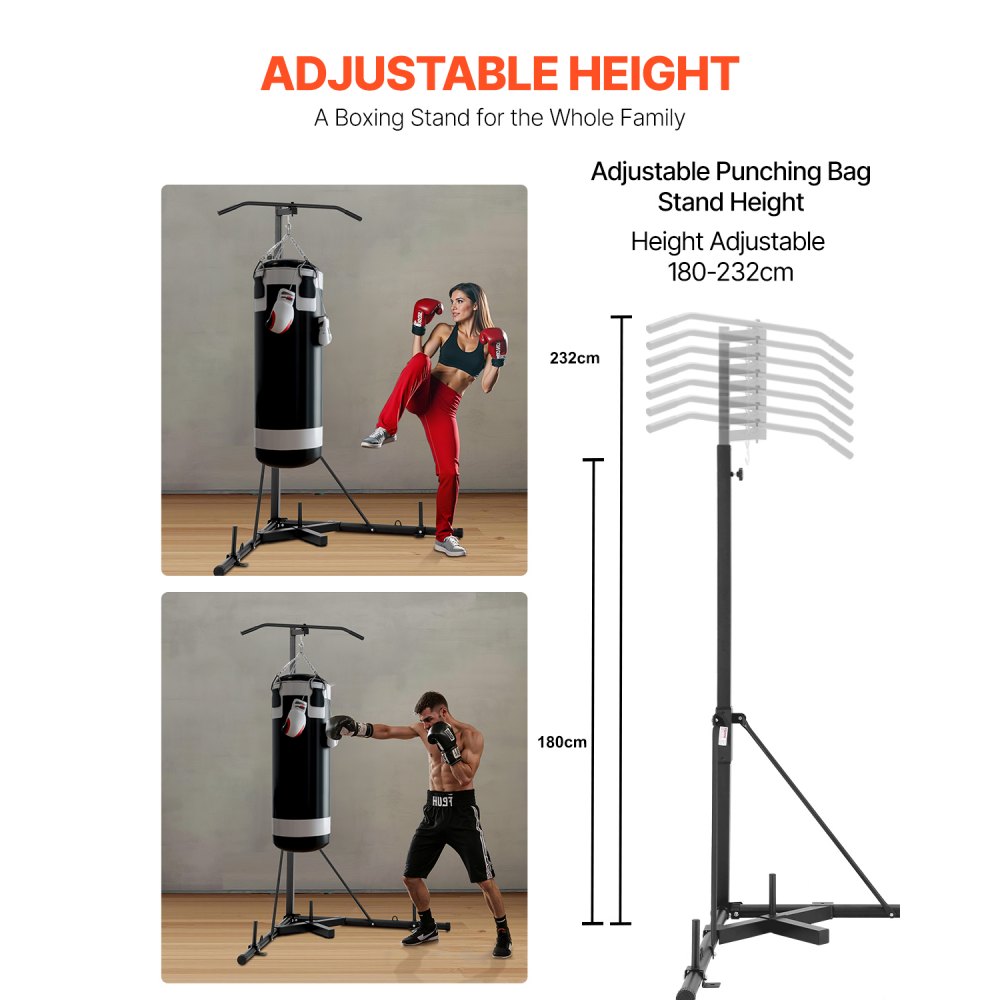 2-in-1 bokszakstandaard trainingsapparaat zandzakframe van staal, in hoogte verstelbare bokszakhouder met optrekstang (draagvermogen 65 kg), vrijstaande fitnessapparatuur voor in de sportschool zwart 2-in-1 bokszakstandaard trainingsapparaat zandzakframe van staal, in hoogte verstelbare bokszakhouder met optrekstang (draagvermogen 65 kg), vrijstaande fitnessapparatuur voor in de sportschool zwart