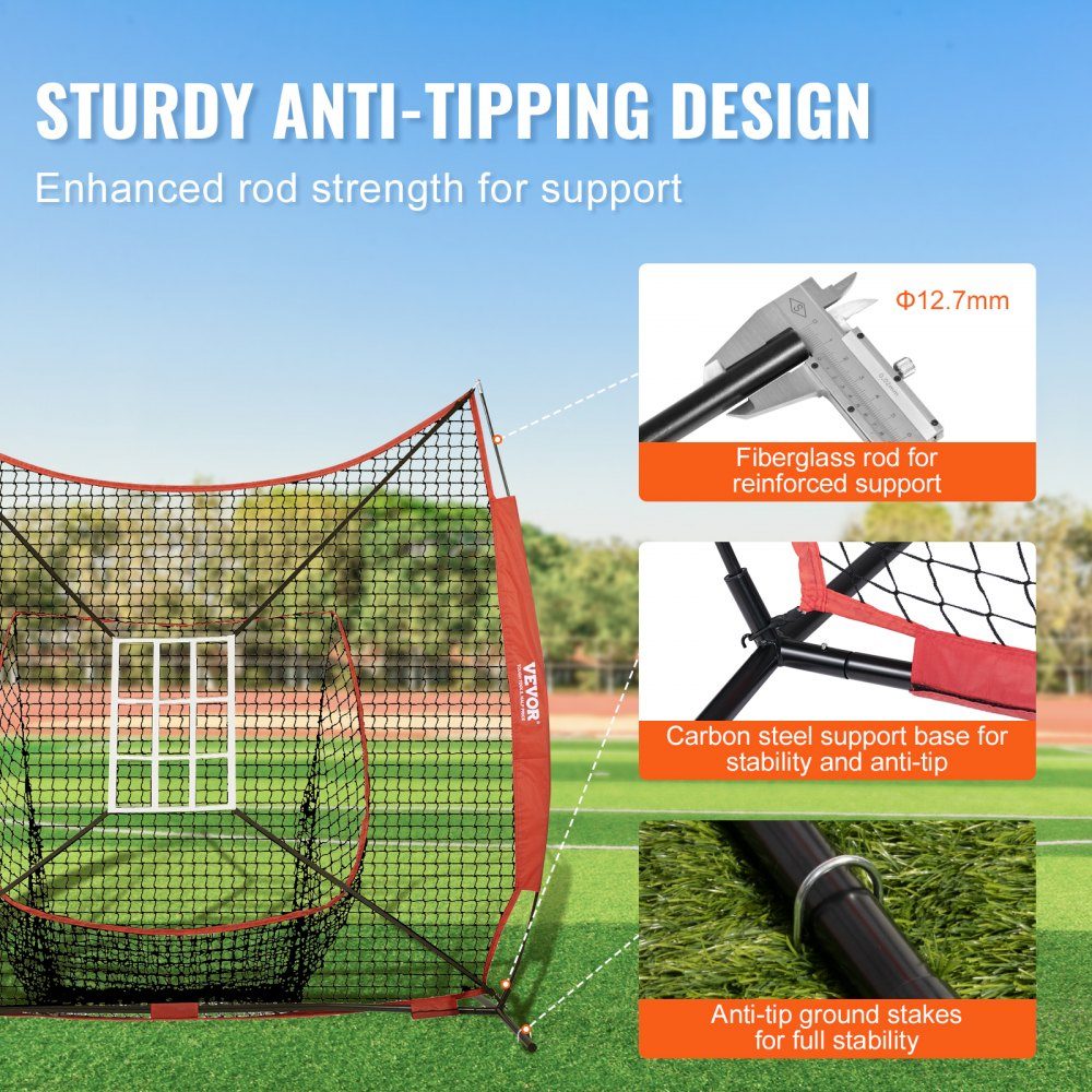 94" x 42" x 84" Baseball Softball Practice Net, Portable Baseball Training Net for Batting, Catching, Pitching, Backstop Equipment with Arch Frame, Carry Bag, Strike Zone, Balls, Ball Collector
